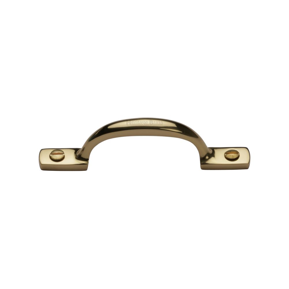 This is an image of a Heritage Brass - Pull Handle Russell Design 102mm Polished Brass Finish, v1090-102-pb that is available to order from Trade Door Handles in Kendal.