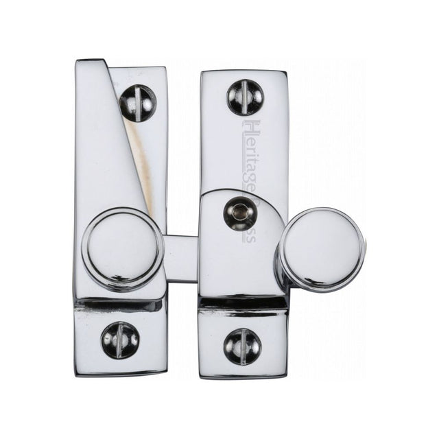 This is an image of a Heritage Brass - Sash Fastener Lockable Polished Chrome Finish, v1106l-pc that is available to order from Trade Door Handles in Kendal.