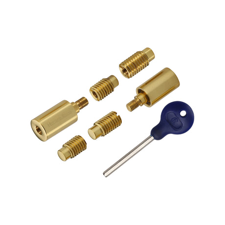 This is an image of a Heritage Brass - Sash Window Stop (pair) with key Polished Brass, v1108-pb that is available to order from Trade Door Handles in Kendal.