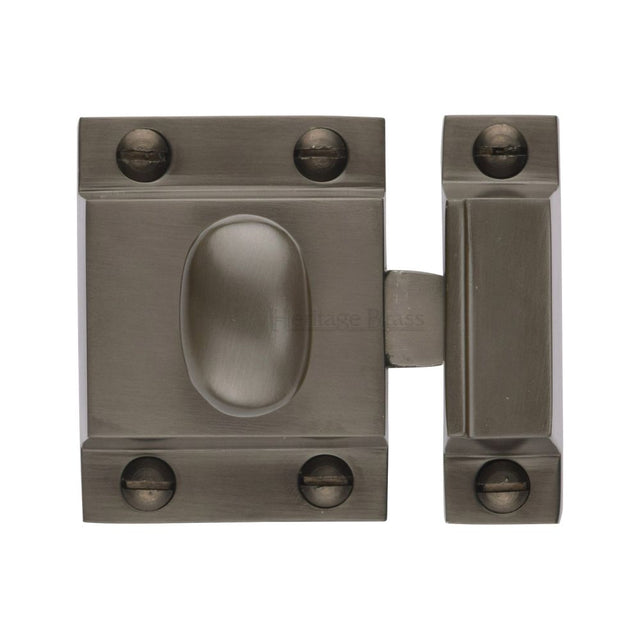 This is a image of a Heritage Brass - Cupboard Latch with Oval Turn Matt Bronze Finish that is available to order from Trade Door Handles in Kendal