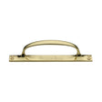 This is an image of a Heritage Brass - Pull Handle on Plate Polished Brass Finish, v1142-pb that is available to order from Trade Door Handles in Kendal.