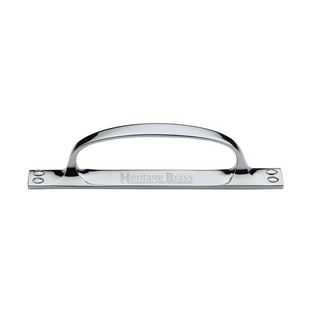 This is an image of a Heritage Brass - Pull Handle on Plate Polished Chrome Finish, v1142-pc that is available to order from Trade Door Handles in Kendal.