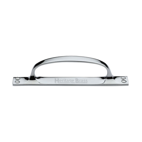 This is an image of a Heritage Brass - Pull Handle on Plate Polished Chrome Finish, v1142-pc that is available to order from Trade Door Handles in Kendal.