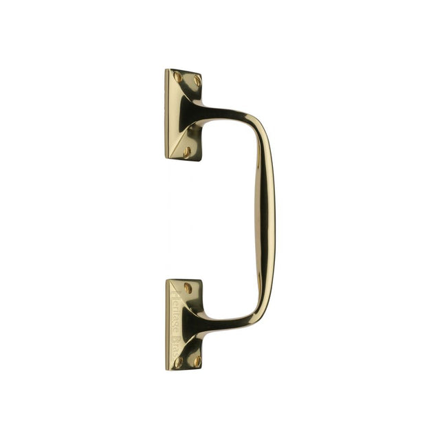 This is an image of a Heritage Brass - Door Pull Handle Cranked Design 8" Polished Brass Finish, v1150-202-pb that is available to order from Trade Door Handles in Kendal.