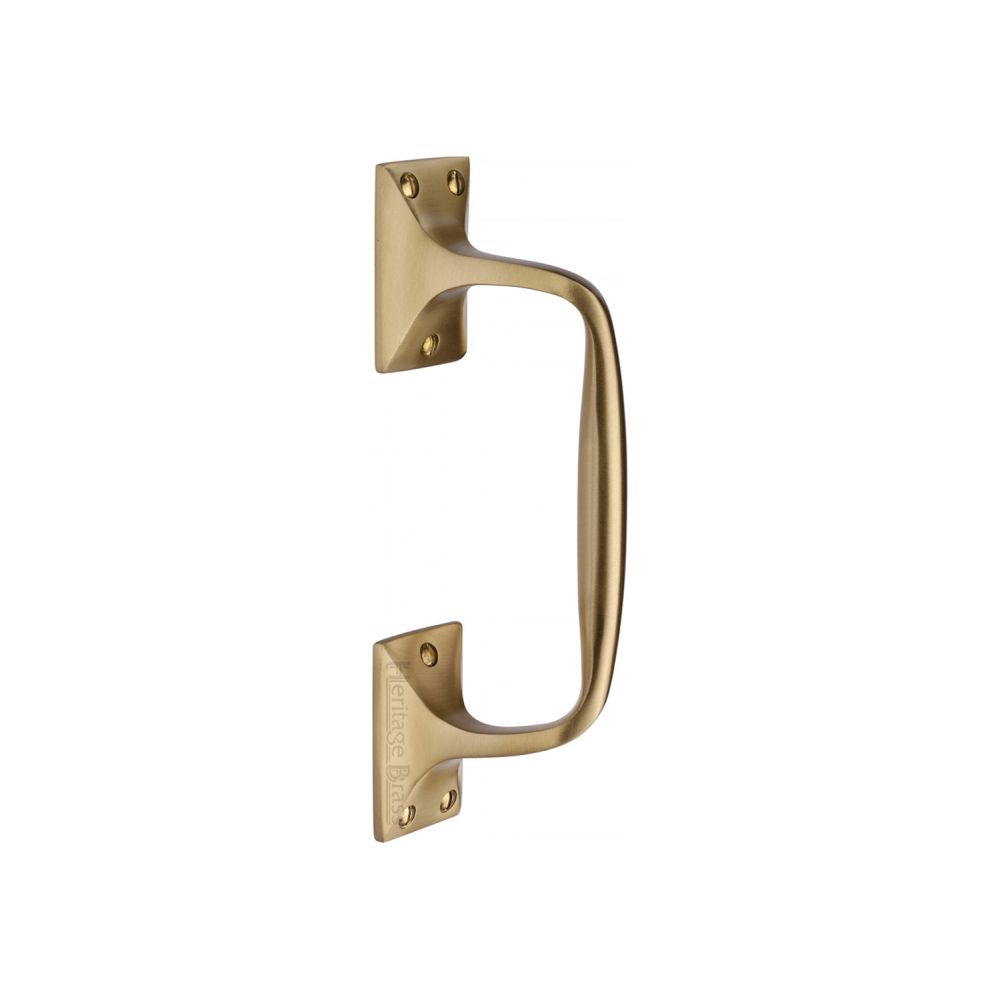 This is an image of a Heritage Brass - Door Pull Handle Cranked Design 8" Satin Brass Finish, v1150-202-sb that is available to order from Trade Door Handles in Kendal.