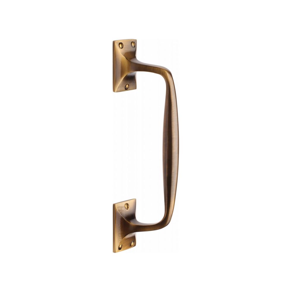 This is an image of a Heritage Brass - Door Pull Handle Cranked Design 10" Antique Brass Finish, v1150-253-at that is available to order from Trade Door Handles in Kendal.