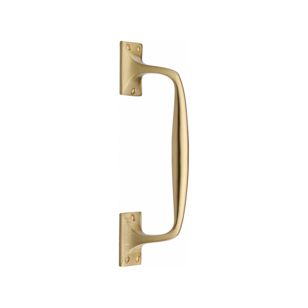 This is an image of a Heritage Brass - Door Pull Handle Cranked Design 10" Satin Brass Finish, v1150-253-sb that is available to order from Trade Door Handles in Kendal.