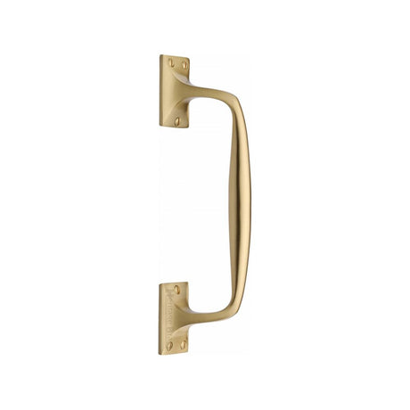 This is an image of a Heritage Brass - Door Pull Handle Cranked Design 10" Satin Brass Finish, v1150-253-sb that is available to order from Trade Door Handles in Kendal.