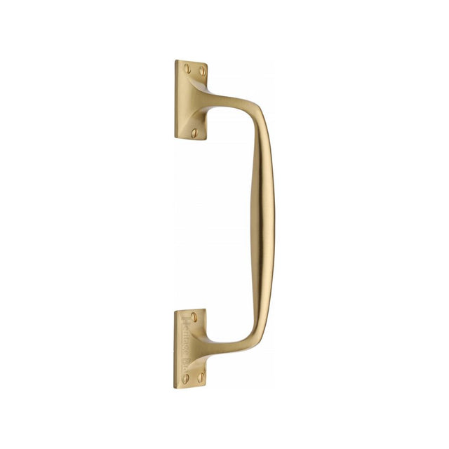 This is an image of a Heritage Brass - Door Pull Handle Cranked Design 10" Satin Brass Finish, v1150-253-sb that is available to order from Trade Door Handles in Kendal.