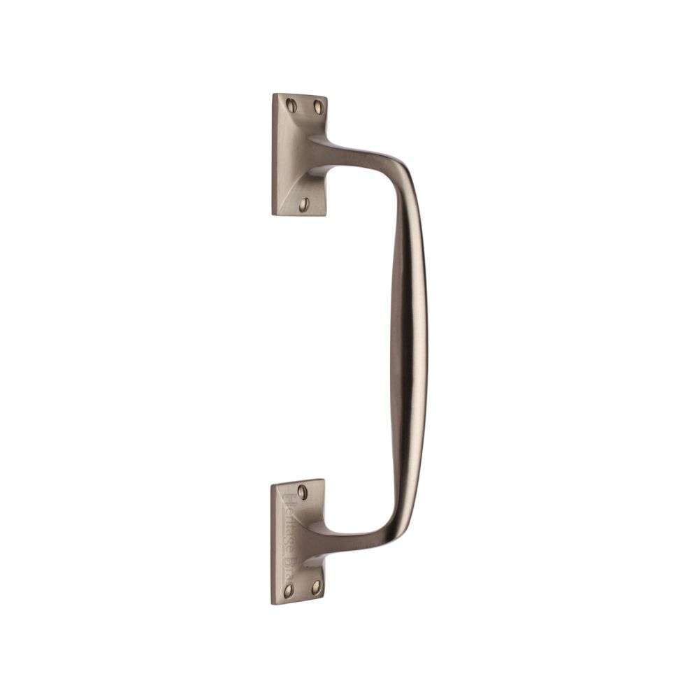 This is an image of a Heritage Brass - Door Pull Handle Cranked Design 10" Satin Nickel Finish, v1150-253-sn that is available to order from Trade Door Handles in Kendal.