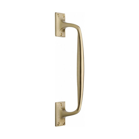 This is an image of a Heritage Brass - Door Pull Handle Cranked Design 12" Satin Brass Finish, v1150-310-sb that is available to order from Trade Door Handles in Kendal.