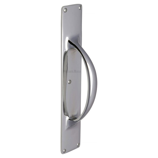 This is an image of a Heritage Brass - Door Pull Handle on Plate Polished Chrome Finish, v1155-pc that is available to order from Trade Door Handles in Kendal.