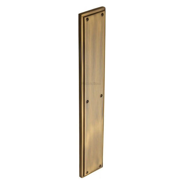 This is an image of a Heritage Brass - Fingerplate 462 x 76mm - Antique Brass Finish, v1166-at that is available to order from Trade Door Handles in Kendal.