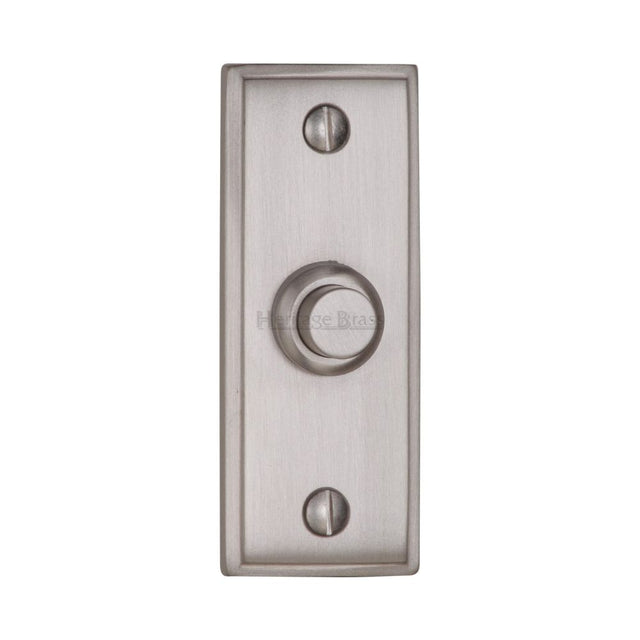 This is an image of a Heritage Brass - Bell Push 3" x 1" Satin Chrome Finish, v1180-sc that is available to order from Trade Door Handles in Kendal.