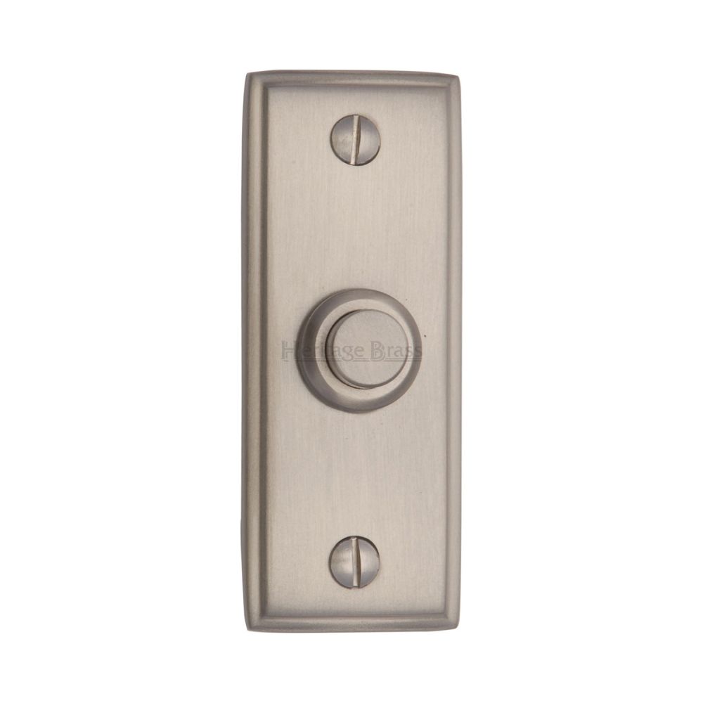 This is an image of a Heritage Brass - Bell Push 3" x 1" Satin Nickel Finish, v1180-sn that is available to order from Trade Door Handles in Kendal.