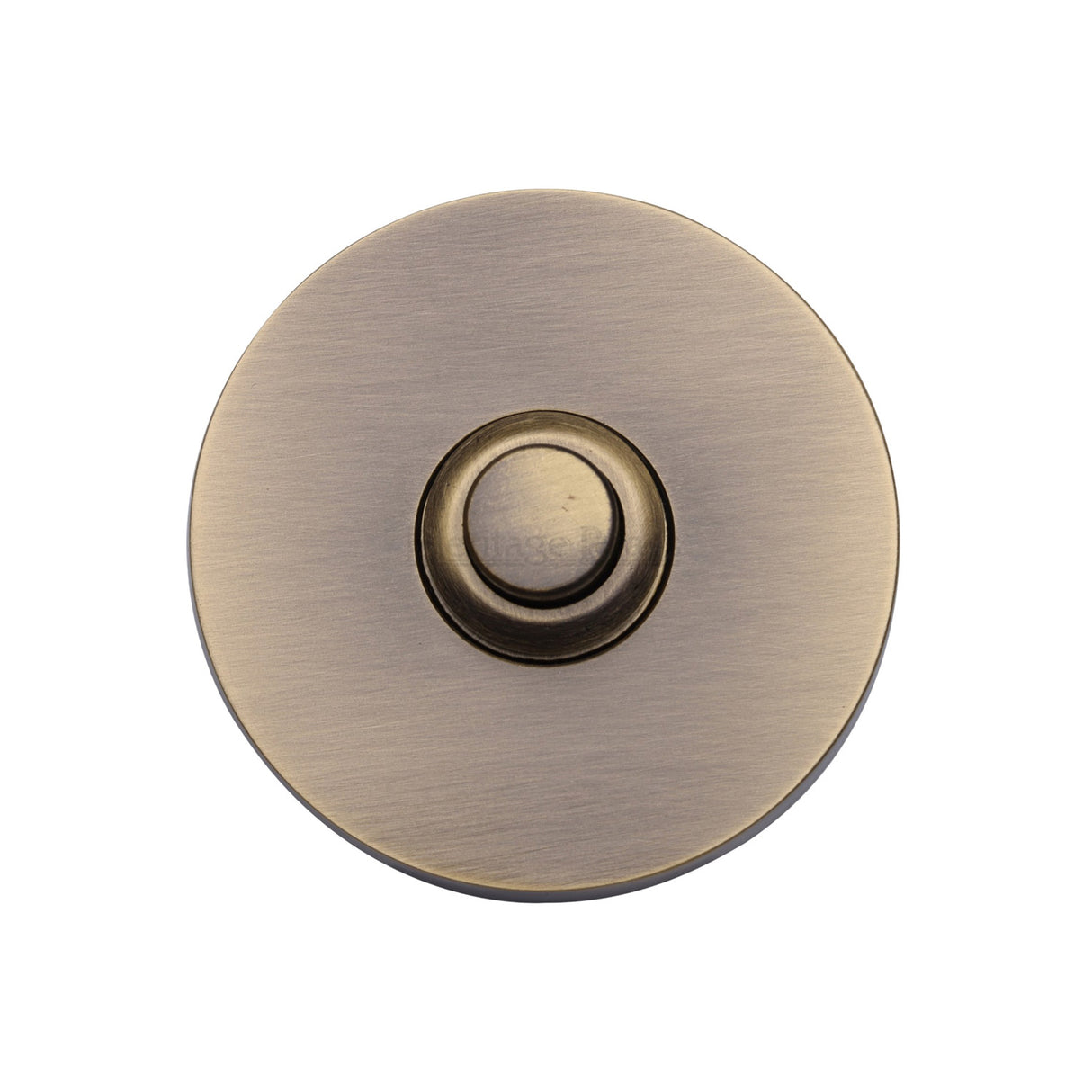 This is an image of a Heritage Brass - Round Bell Push Antique Brass finish, v1184-at that is available to order from Trade Door Handles in Kendal.