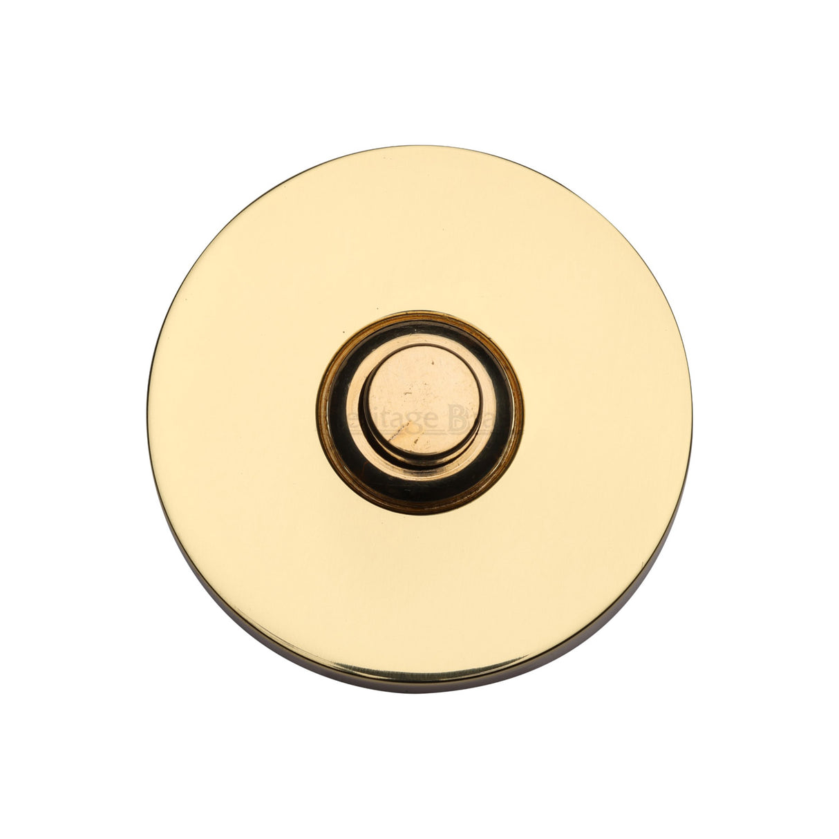 This is an image of a Heritage Brass - Round Bell Push Polished Brass finish, v1184-pb that is available to order from Trade Door Handles in Kendal.