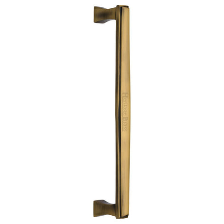 This is an image of a Heritage Brass - Door Pull Handle Deco Design 305mm Antique Brass Finish, v1334-305-at that is available to order from Trade Door Handles in Kendal.