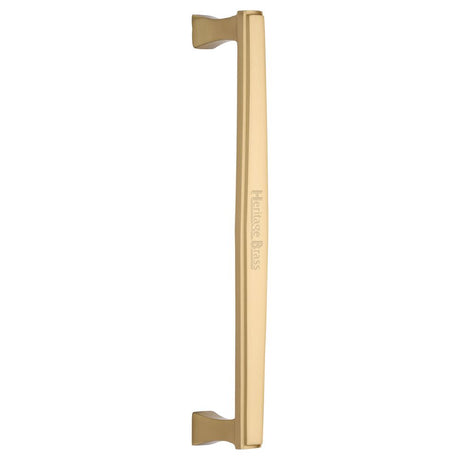 This is an image of a Heritage Brass - Door Pull Handle Deco Design 305mm Satin Brass Finish, v1334-305-sb that is available to order from Trade Door Handles in Kendal.