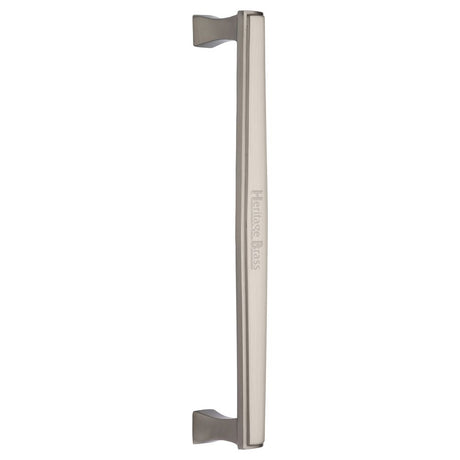 This is an image of a Heritage Brass - Door Pull Handle Deco Design 305mm Satin Nickel Finish, v1334-305-sn that is available to order from Trade Door Handles in Kendal.