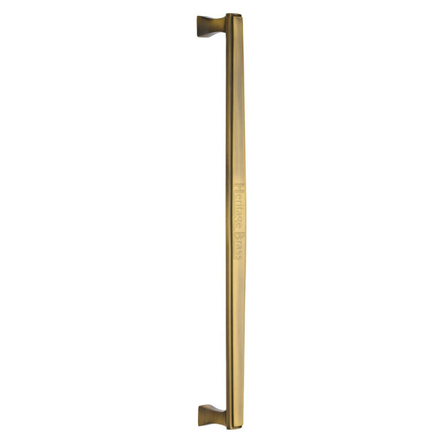 This is an image of a Heritage Brass - Door Pull Handle Deco Design 457mm Antique Brass Finish, v1334-457-at that is available to order from Trade Door Handles in Kendal.