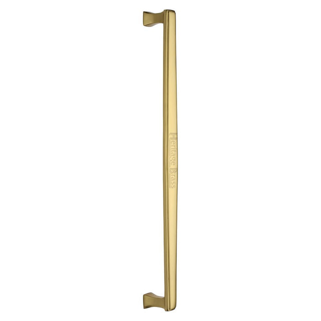 This is an image of a Heritage Brass - Door Pull Handle Deco Design 457mm Polished Brass Finish, v1334-457-pb that is available to order from Trade Door Handles in Kendal.