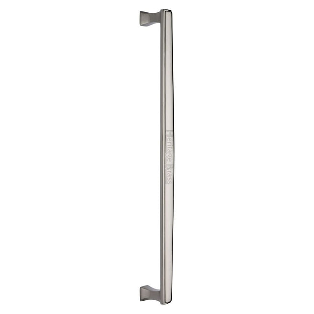 This is an image of a Heritage Brass - Door Pull Handle Deco Design 457mm Polished Nickel Finish, v1334-457-pnf that is available to order from Trade Door Handles in Kendal.