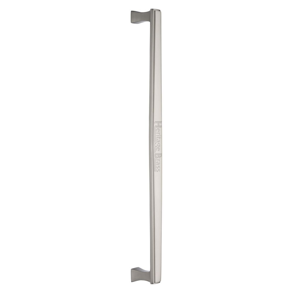 This is an image of a Heritage Brass - Door Pull Handle Deco Design 457mm Satin Nickel Finish, v1334-457-sn that is available to order from Trade Door Handles in Kendal.