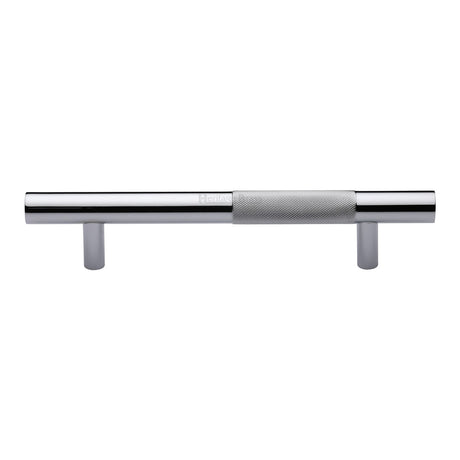 This is an image of a Heritage Brass - Door Pull Handle Bar Knurled Design 305mm Polished Chrome Finish, v1365-305-pc that is available to order from Trade Door Handles in Kendal.