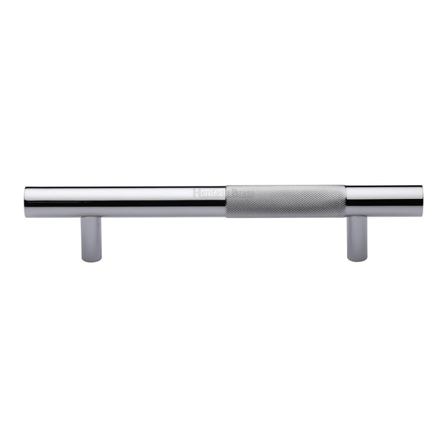 This is an image of a Heritage Brass - Door Pull Handle Bar Knurled Design 305mm Polished Chrome Finish, v1365-305-pc that is available to order from Trade Door Handles in Kendal.