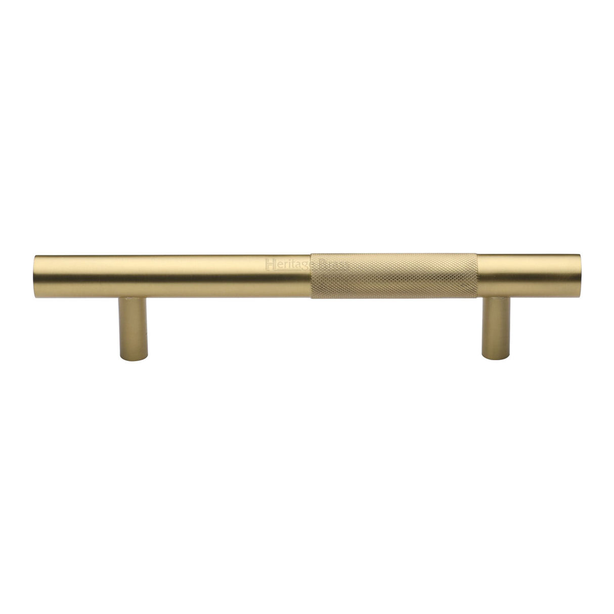 This is an image of a Heritage Brass - Door Pull Handle Bar Knurled Design 305mm Satin Brass Finish, v1365-305-sb that is available to order from Trade Door Handles in Kendal.