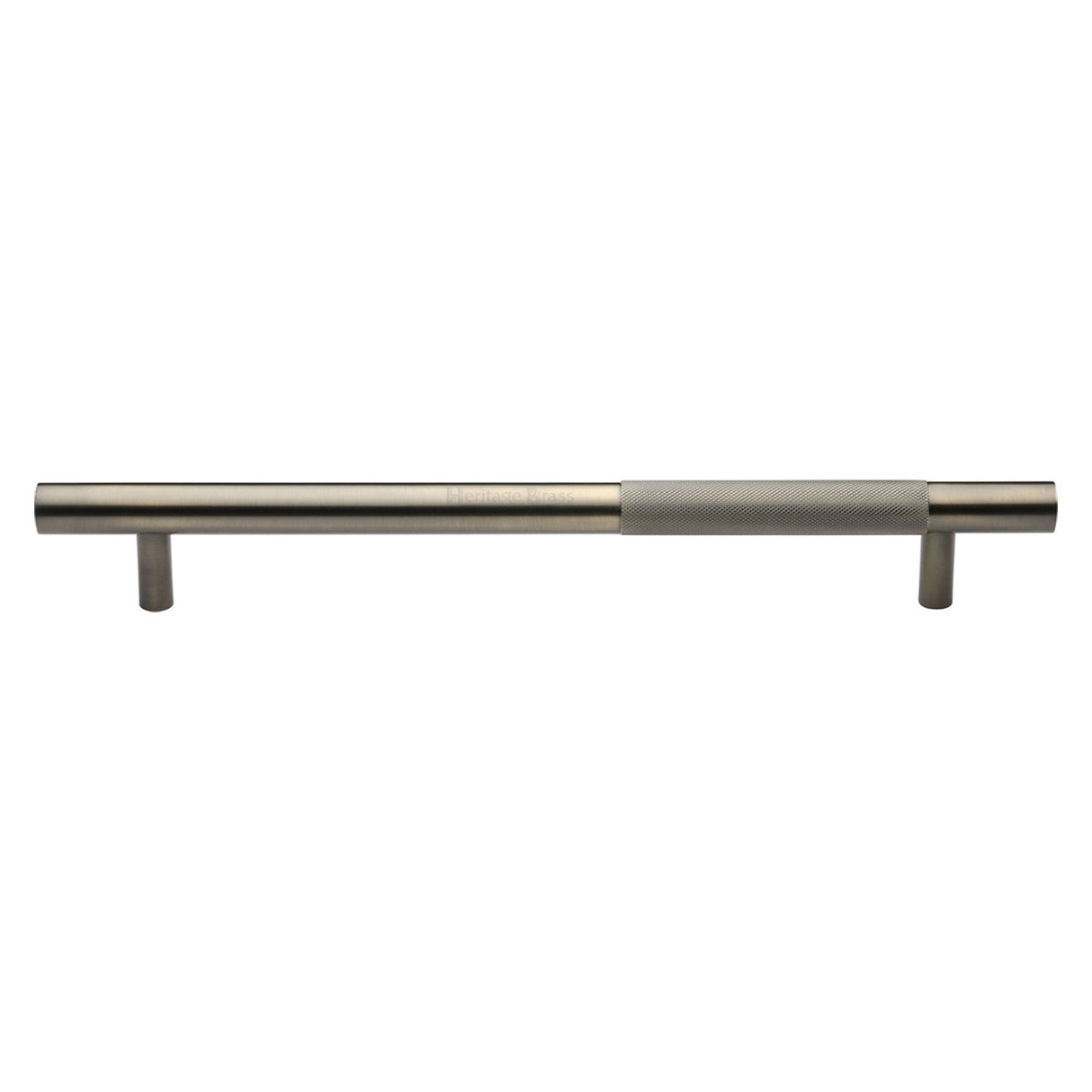 This is an image of a Heritage Brass - Door Pull Handle Bar Knurled Design 457mm Antique Brass Finish, v1365-457-at that is available to order from Trade Door Handles in Kendal.