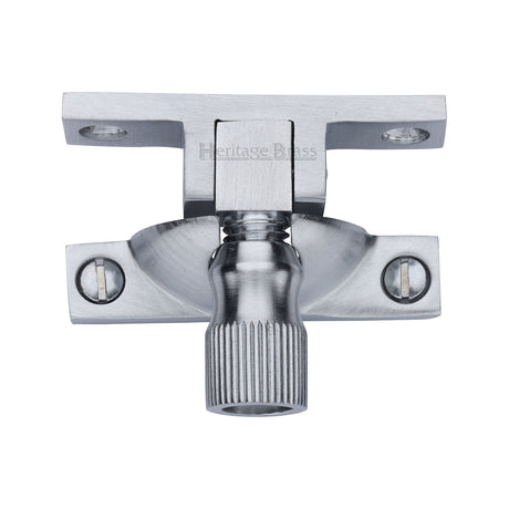 This is an image of a Heritage Brass - Narrow Brighton Sash Fastener Satin Chrome finish, v2054-sc that is available to order from Trade Door Handles in Kendal.