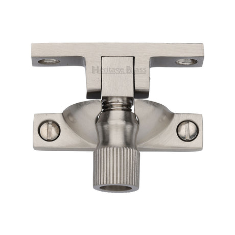 This is an image of a Heritage Brass - Narrow Brighton Sash Fastener Satin Nickel finish, v2054-sn that is available to order from Trade Door Handles in Kendal.