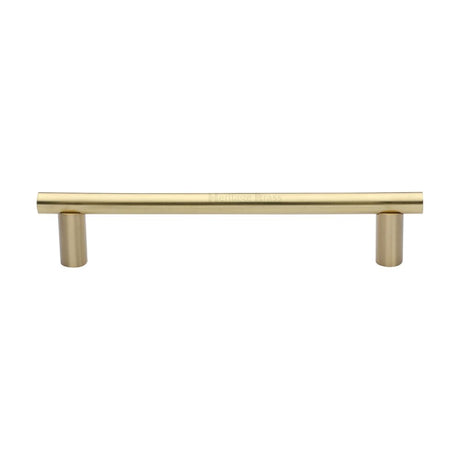 This is an image of a Heritage Brass - Door Pull Handle 19mm Round Bar Design 336mm Satin Brass Finish, v2059-336-sb that is available to order from Trade Door Handles in Kendal.