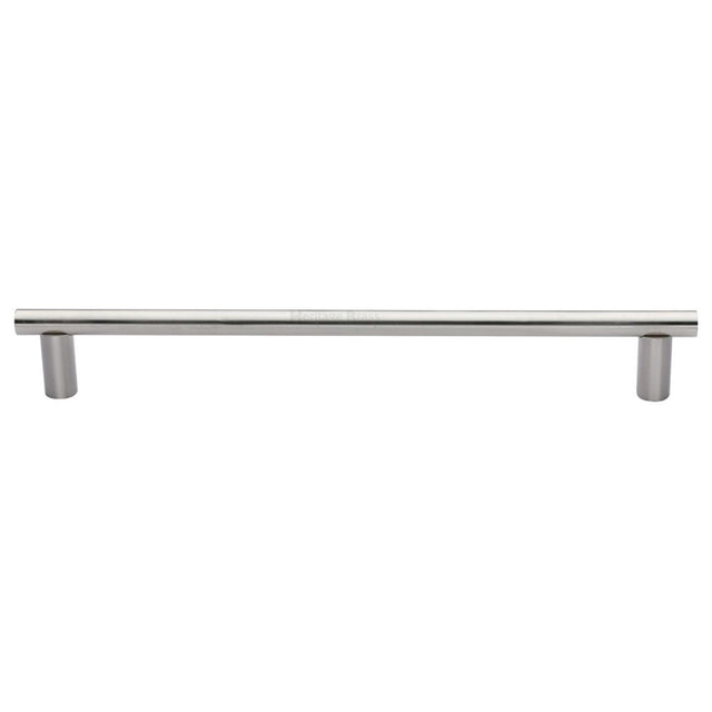 This is an image of a Heritage Brass - Door Pull Handle 19mm Round Bar Design 489mm Satin Nickel Finish, v2059-489-sn that is available to order from Trade Door Handles in Kendal.