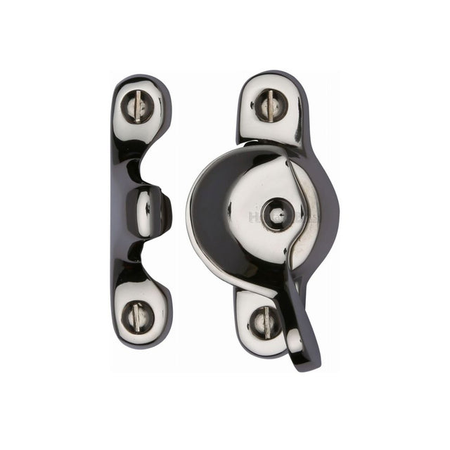 This is an image of a Heritage Brass - Fitch Pattern Sash Fastener Polished Nickel Finish, v2060-pnf that is available to order from Trade Door Handles in Kendal.