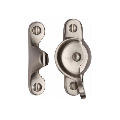 This is a image of a Heritage Brass - Fitch Pattern Sash Fastener Sat. Nickel Finish that is available to order from Trade Door Handles in Kendal