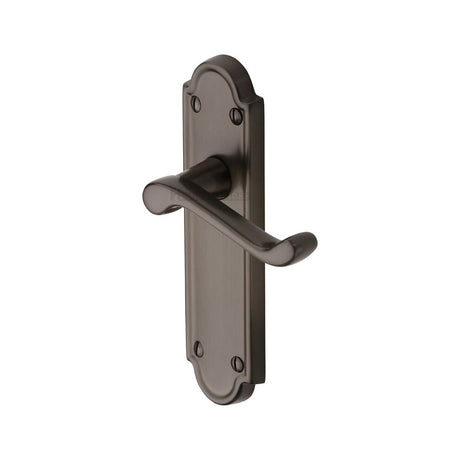 This is an image of a Heritage Brass - Door Handle Lever Latch Meridian Design Matt Bronze Finish, v313-mb that is available to order from Trade Door Handles in Kendal.