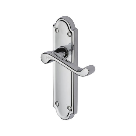 This is an image of a Heritage Brass - Door Handle Lever Latch Meridian Design Polished Chrome Finish, v313-pc that is available to order from Trade Door Handles in Kendal.