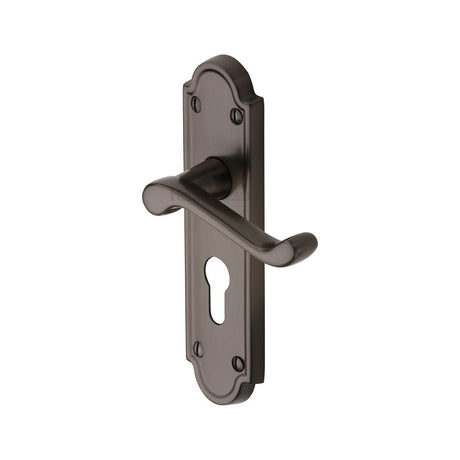 This is an image of a Heritage Brass - Door Handle Euro Profile Plate Meridian Design Matt Bronze Fini, v327-48-mb that is available to order from Trade Door Handles in Kendal.