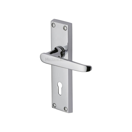 This is an image of a Heritage Brass - Door Handle Lever Lock Victoria Design Polished Chrome Finish, v3900-pc that is available to order from Trade Door Handles in Kendal.