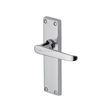 This is an image of a Heritage Brass - Door Handle Lever Latch Victoria Design Polished Chrome Finish, v3913-pc that is available to order from Trade Door Handles in Kendal.