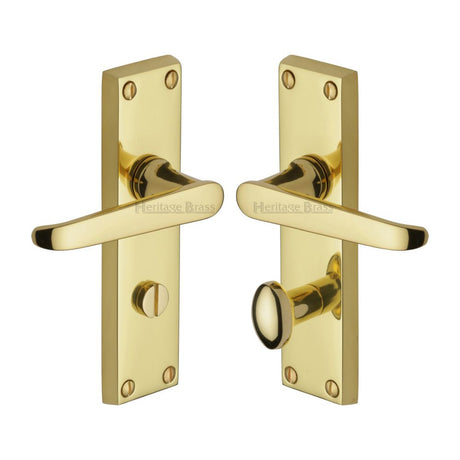 This is an image of a Heritage Brass - Door Handle for Bathroom Victoria Design Polished Brass Finish, v3930-pb that is available to order from Trade Door Handles in Kendal.