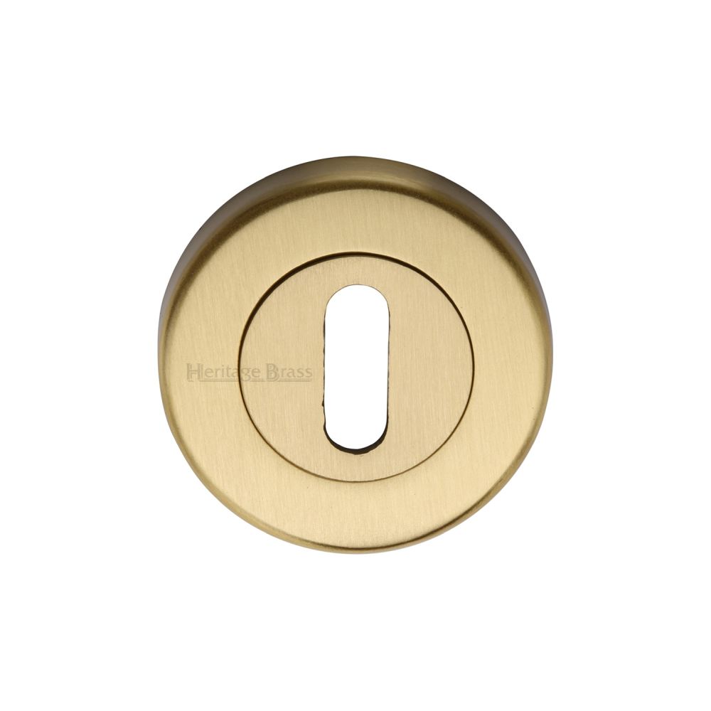 This is an image of a Heritage Brass - Key Escutcheon Satin Brass Finish, v4000-sb that is available to order from Trade Door Handles in Kendal.