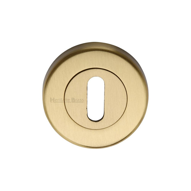 This is an image of a Heritage Brass - Key Escutcheon Satin Brass Finish, v4000-sb that is available to order from Trade Door Handles in Kendal.