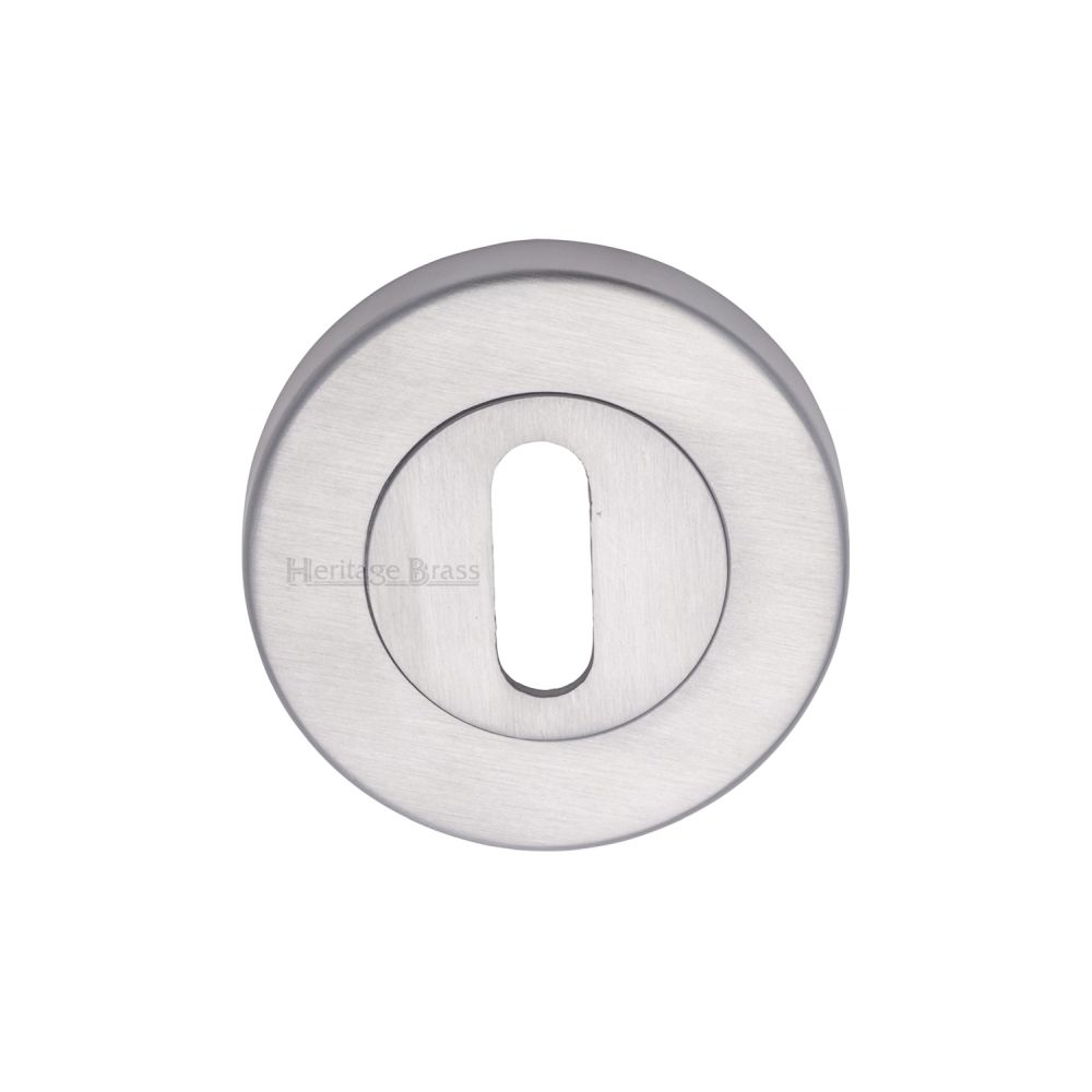 This is an image of a Heritage Brass - Key Escutcheon Satin Chrome Finish, v4000-sc that is available to order from Trade Door Handles in Kendal.