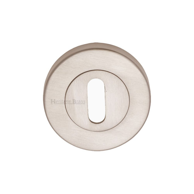 This is an image of a Heritage Brass - Key Escutcheon Satin Nickel Finish, v4000-sn that is available to order from Trade Door Handles in Kendal.