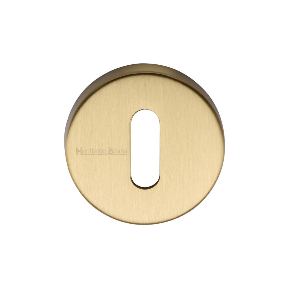 This is an image of a Heritage Brass - Key Escutcheon Satin Brass Finish, v4007-sb that is available to order from Trade Door Handles in Kendal.