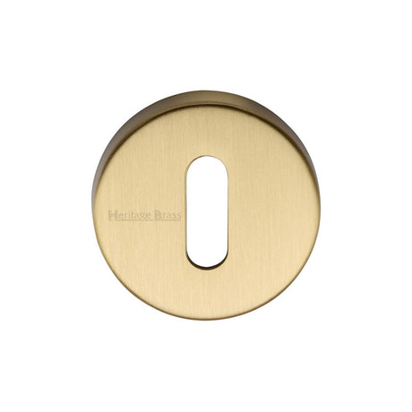 This is an image of a Heritage Brass - Key Escutcheon Satin Brass Finish, v4007-sb that is available to order from Trade Door Handles in Kendal.